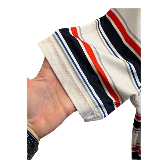 Greg Norman For Tasso Elba Mens L Polo Shirt Striped Red/White/Blue Polyester - Picture 6 of 8